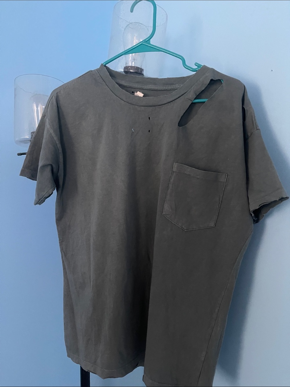 Gilded Intent Olive Green Distressed Pocket Tee